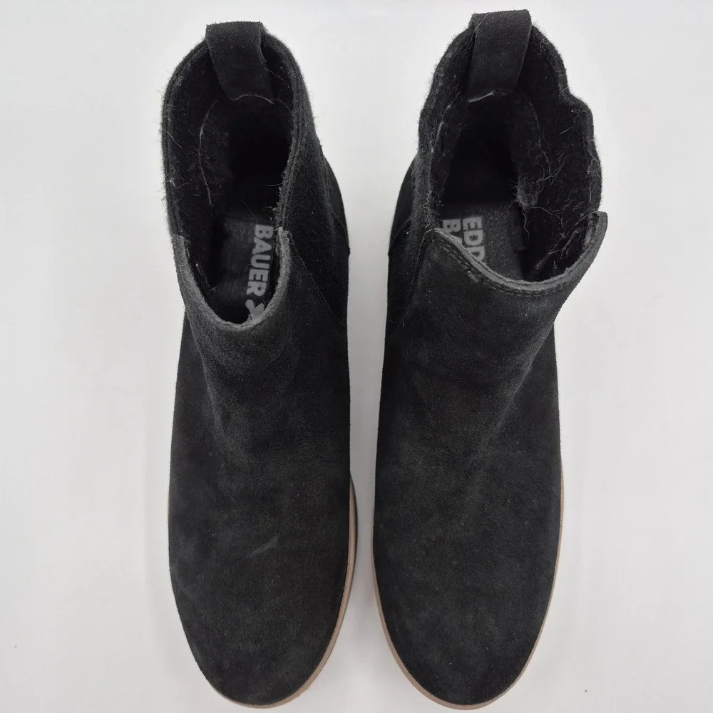 Eddie Bauer Boots Womens Size 11 Black Suede Bellingham Chelsea Waterproof Ankle